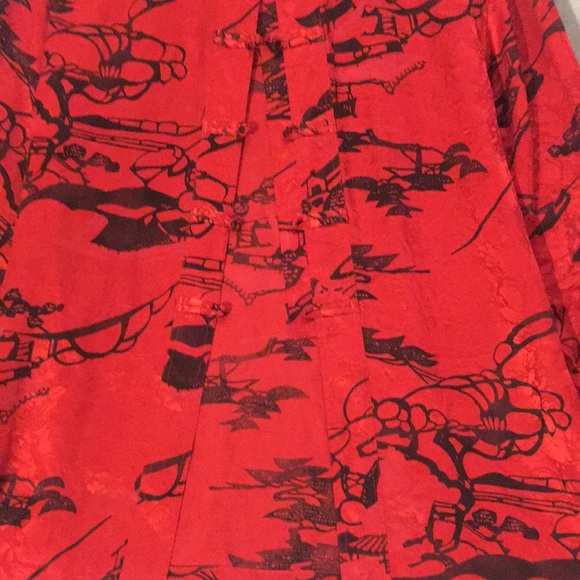 Vintage CHICO’S DESIGNS Silk Asian Style Graphic Design Side Split Lightweight - Picture 10 of 16